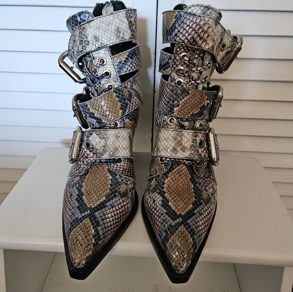 Jeffrey Campbell snakeskin print boots